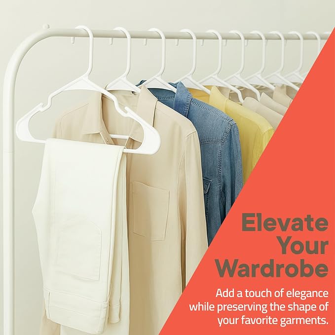 White Plastic Hangers 10 Pack– Heavy-Duty Plastic Hangers Slim and Space-Saving, Durable and Lightweight PP with Non-Slip Shoulder Notches for Slip Dresses, Suits, Jackets & Camisoles - Image 7
