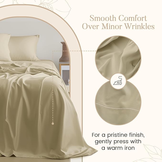 100% Egyptian Cotton Bed Sheets, Certified 800 Thread Count Sateen Weave 15" Deep Pocket Queen Sheets For Queen Size Bed Sheet & Pillowcase Sets, Soft & Comfy Naturally Cool Luxury Bedding - Linen