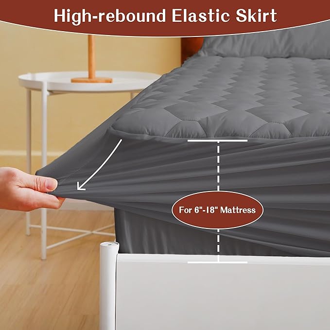 GOONIK Waterproof Mattress Protector, Noiseless California King Size Mattress Pad Cover with 6-18 Inches Deep Pocket, Gray