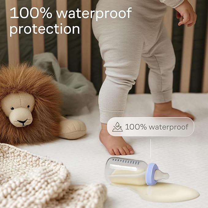Niagara 2 Pack Viscose Made from Bamboo 100% Waterproof Crib Mattress Protector, Soft Breathable Crib Mattress Protector with Deep Pocket, Crib Mattress Pad for Toddler and Baby (52x28, Gray)