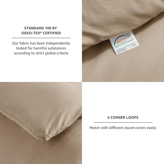 CozyLux Queen Comforter Set Taupe, 3 Pieces Solid Comforters Queen Size Breathable Quilted Bedding Sets, Luxury Soft Lightweight Bed Set with Down Alternative Comforter and 2 Pillowcases All Seasons