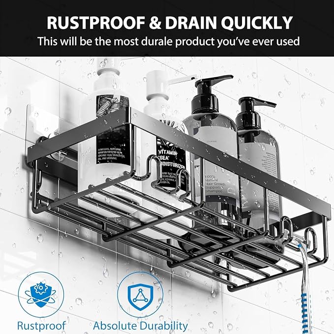 Moforoco Adhesive Shower Caddy Organizer Shelves Rack - 5 Pack Corner Bathroom Storage Organization, Home & Kitchen Decor Inside RV Accessories, Hanging First Apartment Household Camper Essentials - Image 3