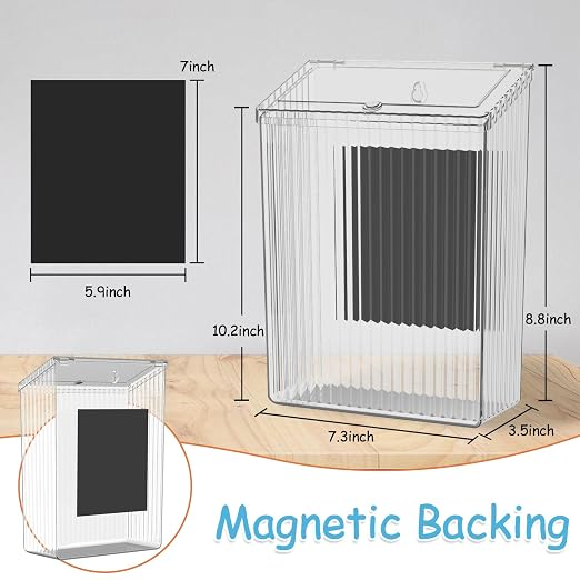 Sealegend Magnetic Slim Trash Can Wastebasket with Lid, Lint Bin, Storage Bins Perfect for Kitchen, Fridge, Cabinet, Bathroom, Laundry Room Organization, Clear - Image 6