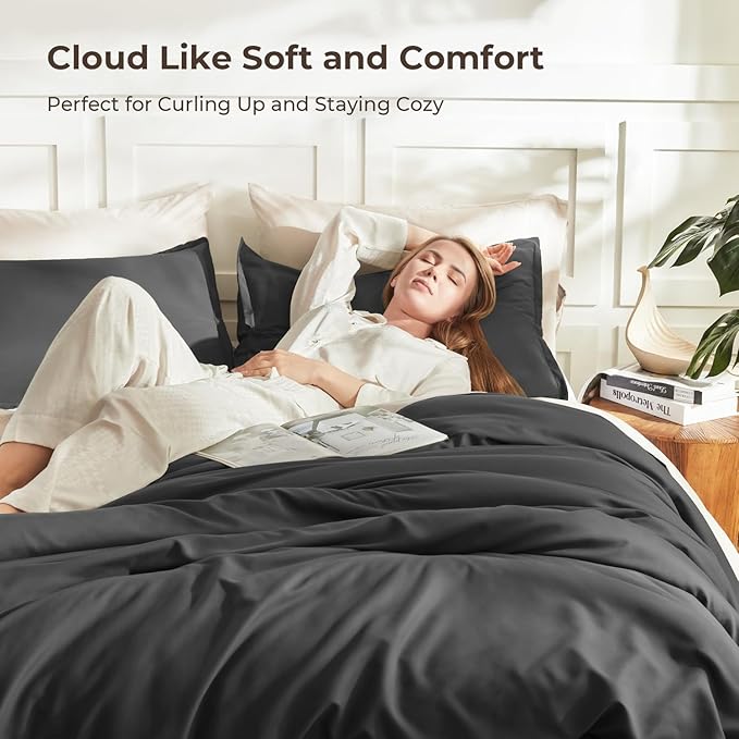 Litanika Twin XL Comforter Set Dark Grey - 2 Pieces Extra Long Bed Set for College Dorm, All Season Bedding Set for Girls and Boys