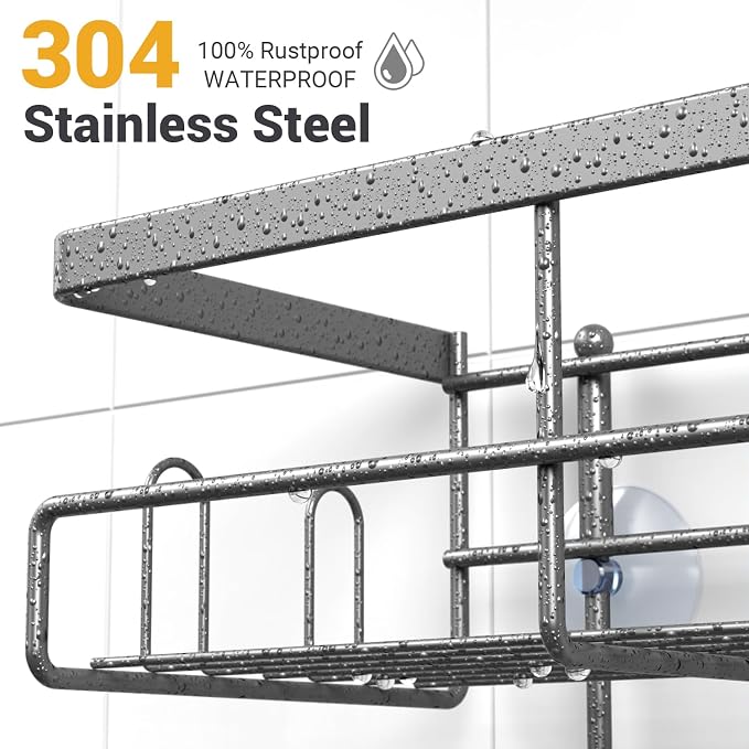 AKTECKE Shower Caddy Hanging Bathroom Organizer: Rustproof Shelf for Inside Shower - No Drilling Racks Over Showerhead - Bath Shelves for Shampoo Soap - Image 3