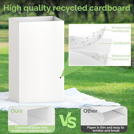 Magicheap 4 Pack Extra Large Disposable Trash Cans, Reusable Portable Garbage Can, 13 Gallon (21.6" H x 13.5" W x 10" D), Extra Thick Recycled Cardboard Portable Garbage Can and Recycling Bins,White - Image 4