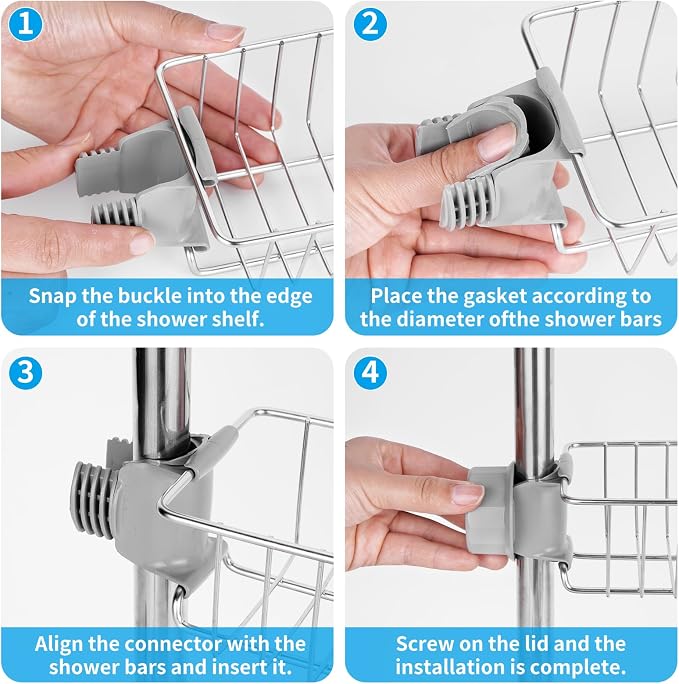 Clawfoot Tub Shower Caddy(Shower Rod Not Included),Clawfoot Tub Accessories,Tub Caddy,SUS304 Stainless Steel Shower Shelves,Clawfoot Tub Soap Caddy(Silver) - Image 6