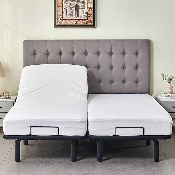 Waterproof Split King Mattress Protector for Adjustable Bed 2PCs Mattress Cover in 1 Package with Enhanced Elastic Band to Stay in Place