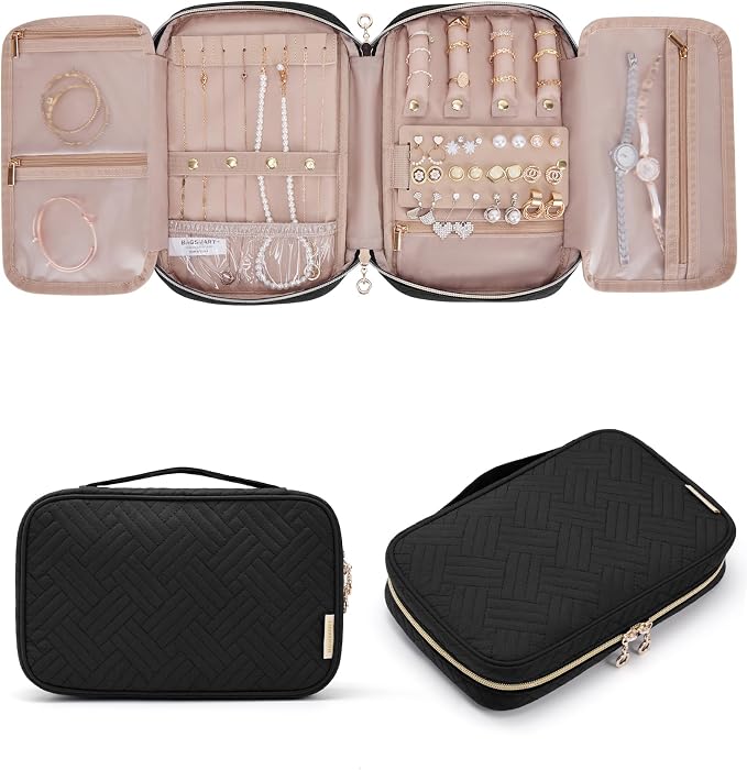 BAGSMART Jewelry Organizer Bag Travel Jewelry Storage Cases for Necklace, Earrings, Rings, Bracelet, Black by BAGSMART