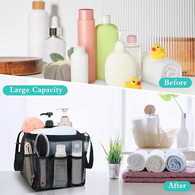 Attmu Mesh Shower Caddy Portable, Quick Dry Hanging Shower Tote Bag for College Dorm Room Essentials, Large Capacity Shower Caddy Dorm for Bathroom Gym Swimming - Image 6