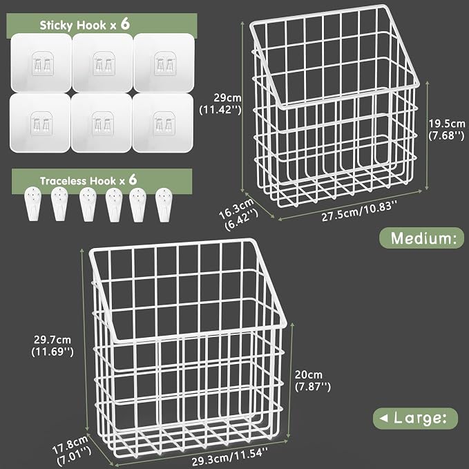 Greentainer 2 Pack Bath Toy Storage Organizer, Large Rustproof Metal Wire Basket, Wall Mounted Hanging Bathtub Holder, Bathroom Shower Caddy for Tub Toys & Toiletries - Image 2