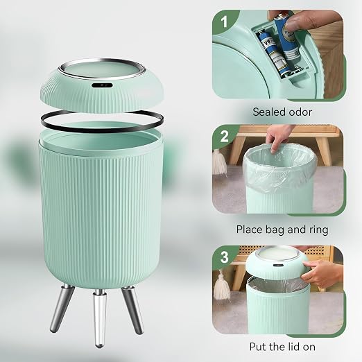 Automatic Motion Sensor Bathroom Trash Can Touchless,3 Gallon/11L Smart Garbage Bin,Mini Trash Can with Removable Legs for Toilet,Kitchen,Bedroom,Office,Smart Plastic Electric Garbage Cans-Blue - Image 5