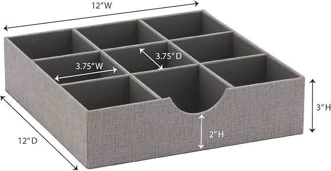 Household Essentials Grey 728-1 Deep 9 Section Drawer Organizer Box for Storage 12 in x 3.13 - Image 7