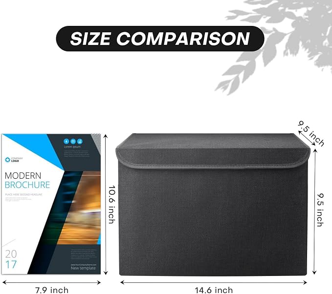 Bagnizer Large 22 Quart Linen Fabric Foldable Storage Bin Cube Organizer Basket with Flip-Top Lid & Handles, Clothes Blanket Box for Home, Office, Closet, Black, 4 Pack 14.6 x 9.5 x 9.5” - Image 2