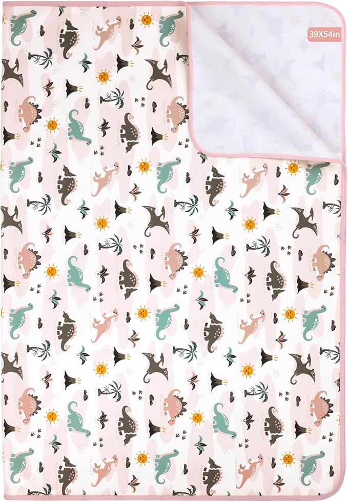 Pee Pads for Kids Waterproof Crib Pad - Reusable Potty Training Pads for Bed, Washable Toddler Mattress Pad Protector, Unisex for Toddlers Adults Elderly & Pets(Cartoon Dinosaur, 39 x 54 Inch)