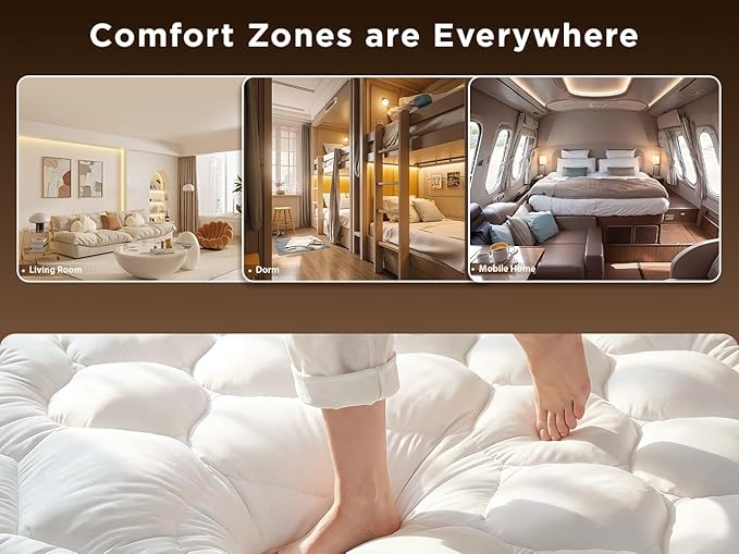 Queen Mattress Topper 3 Inch Ultra Thick Soft Memory Foam Mattress Topper for Back Pain Pillow Top Mattress Topper Queen for Bedrooms, Guest Rooms & RVs, 80x60 Inch.