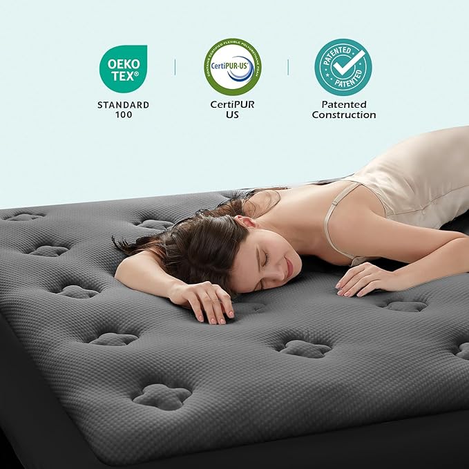 Hansleep Memory Foam Mattress Pad Topper King, King Size Mattress Topper Viscose Derived from Bamboo, King Foam Bed Mattress Pad Cover for Back Pain Relief, 78" x 80", Charcoal Grey