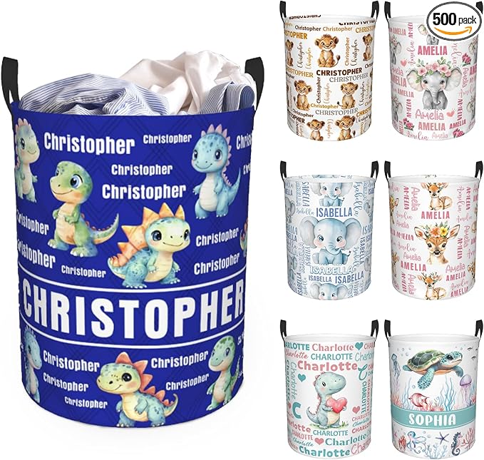 Custom Name Laundry Hamper, Personalized Laundry Basket with Name for Baby Boys Girls, Customized Collapsible Dirty Clothes Hamper Storage with Handles for Bedroom Bathroom Dorm Room Decor by Ownxhbc
