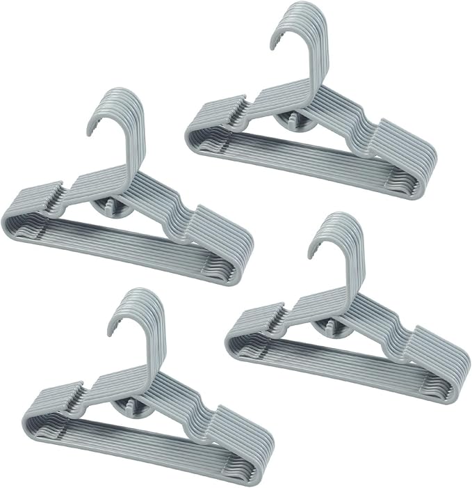 40pcs Grey Baby Nursery Closet Hangers,Non-Slip Laundry Infant Pant Hanger for Newborn Clothes,Stackable Hangers,Save Space Ultra-Thin Child Coat Hanger for Girl Boy Toddler Kids by VIIBASE