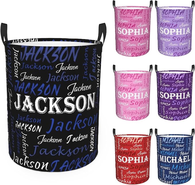 Custom Name Laundry Hamper, Personalized Laundry Basket with Name for Baby Boys Girls, Customized Collapsible Dirty Clothes Hamper Storage with Handles for Bedroom Bathroom Dorm Room Decor by Ownxhbc