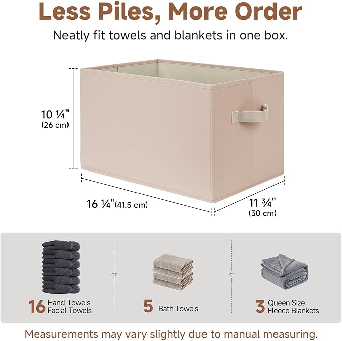 StorageWorks Storage Baskets for Shelves, Closet Organization and Storage Bins, Fabric Organizer Baskets for Clothes, Light Brown, 3-Pack, Extra Large - Image 3