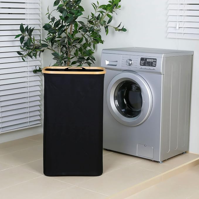 iEGrow Laundry Hamper with Lid, 110L Large Laundry Hamper with Handle and Lid, Collapsible Clothes Basket Organizer with Removable Inner Bag for Clothes Toys Towels - Black - Image 7