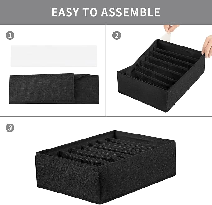 Qozary 4 Pack Drawer Organizers for Clothing, 8 Grids Foldable Closet Organizers and Storage Bins for Bedroom, Dresser Organizer Boxes for Thin T-shirts, Tank Tops - Image 3