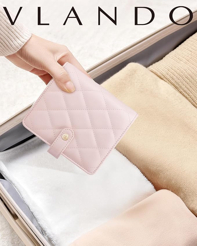 VLANDO Travel Jewelry Organizer Case,Travel Gifts for Women,Portable Jewelry Storage Book Ring Binder with Clear Zipper Velvet Jewelry Pouch Bag-Pink - Image 7