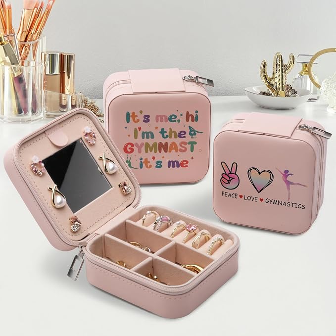 Gymnastics Gifts Jewelry Box for Women, Gifts for Gymnast Women Friends, Hi I'm The Gymnast Gymnastics Stuff Accessories, Small Travel Jewelry Case Organizer for Gymnastic Team - Image 4