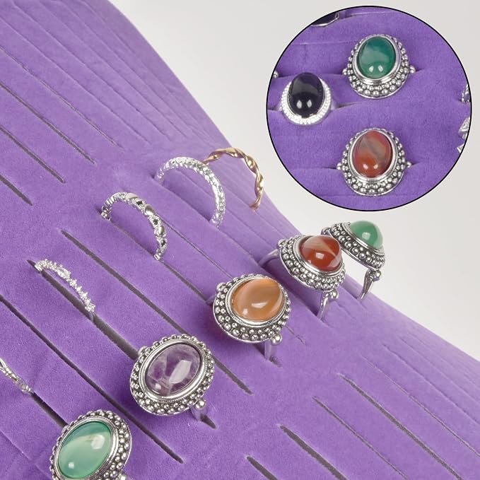 GWCASE Ring Organizer Storage Case - Jewelry Ring Display Collector Box with 42 Slots. Rings Tray Holder Showcase Fits for 50+ Rings, Earrings, Brooches and Cufflinks (Box Only)-Purple - Image 3