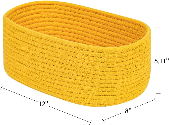 CubesLand Rope Woven Storage Baskets, Small Baby Nursery Organizer Basket, Rectangular Organization/Storage Bins, Closet Shelves Baskets，Empty Gift Basket 3 Packs, Yellow - Image 6