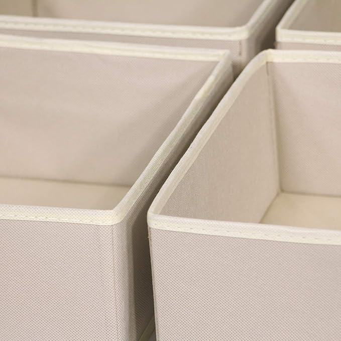 DIOMMELL 4 Pack Foldable Cloth Storage Box Closet Dresser Drawer Organizer Fabric Baskets Bins Containers Divider for Clothes Underwear Bras Socks Clothing,Beige 400 - Image 4