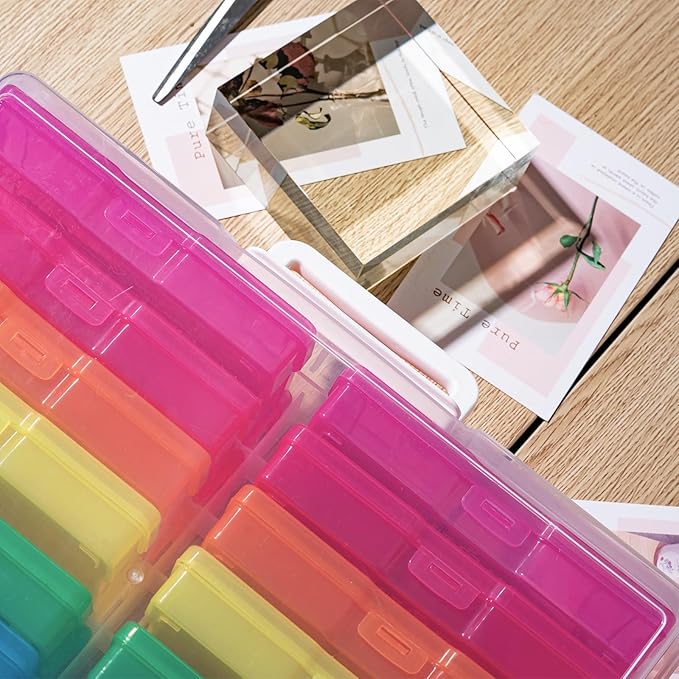 novelinks Transparent 4" x 6" Photo Cases and Clear Craft Keeper with Handle, 16 Inner Photo Organizers & Photo Storage Box, Plastic Photo Storage Containers (Color - 2Pack) - Image 6