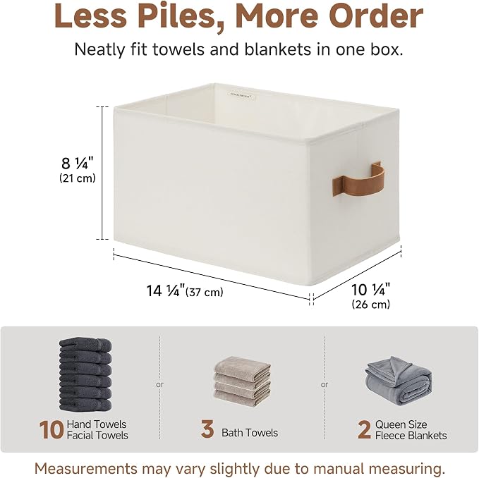 StorageWorks Closet Organizers and Storage Bins, Foldable Shelf Baskets, Clothes Storage Basket for Organization, Ivory White, 3-Pack, Large - Image 6