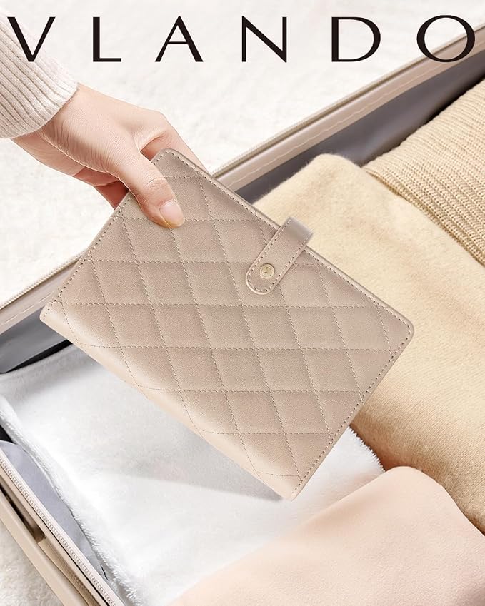 VLANDO Travel Jewelry Organizer Case,Jewelry Storage Book Ring Binder with Clear Zipper Velvet Pouch Bag for Traveling,Rings,Necklace,Earrings,Bracelets,Brooches-Toffee - Image 7