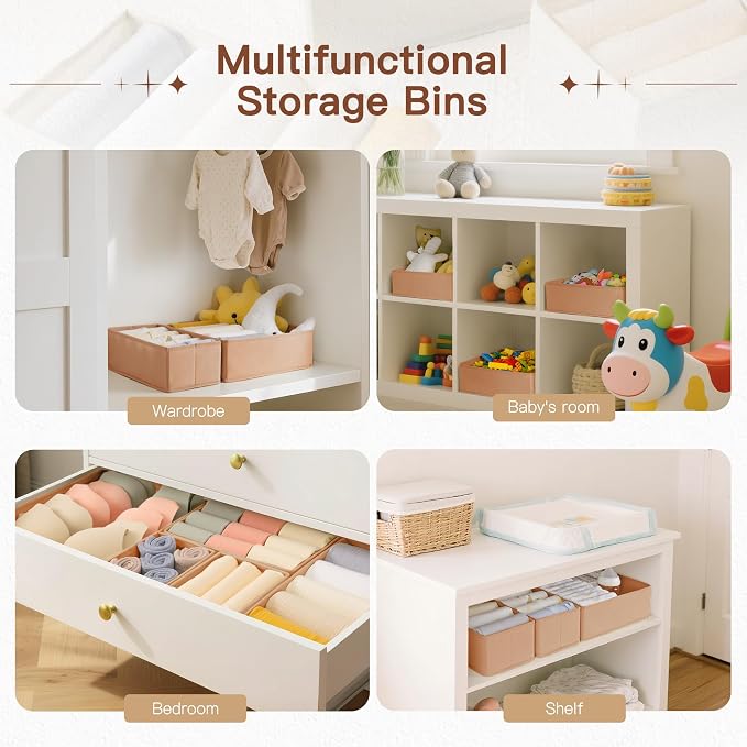 Criusia Drawer Organizer Clothes, 10 Pack Dresser Organizer for Baby Clothes, Underwear, Sock- Foldable Closet Organization and Storage Dividers Bins for Nursery, Bedroom (Brown) - Image 5