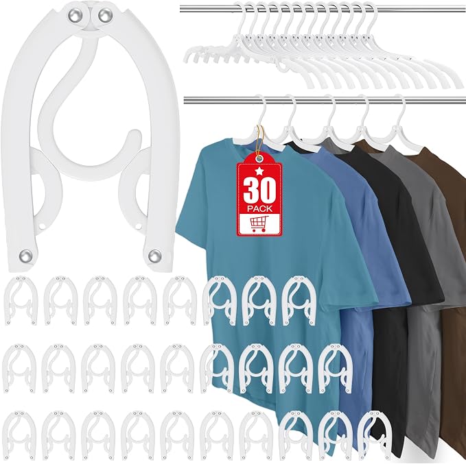 30 Pcs Travel Hangers Portable Foldable Travel Hanger Organizer, Plastic Cruise Essentials Clothes Drying Rack Folding Hangers for Camping Flying RV Europe Vacation Essentials Suitcase, White by Besslly