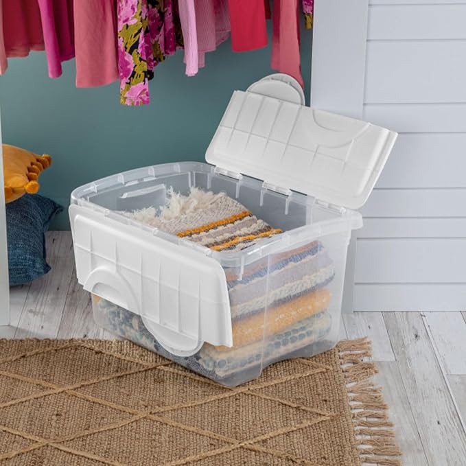 Sterilite 6-Pack Stackable Storage Bin with Lid, Clear Plastic Design, 48 Quart - Image 5