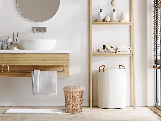 StorageWorks Wicker Waste Basket, Small Trash Can for Bathroom, Water Hyacinth Trash Basket for Office, Wicker Garbage Can for Bedroom, Round, 1 Pack - Image 5