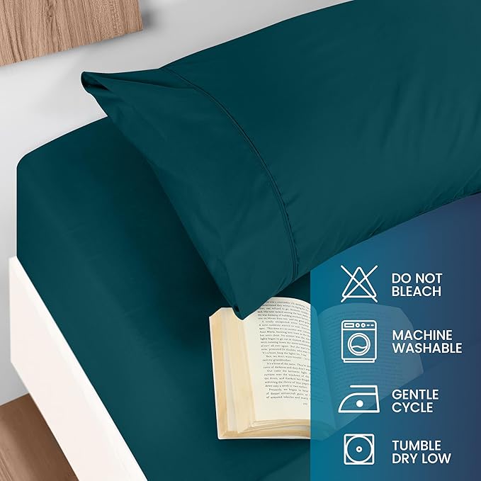 Utopia Bedding Queen Size 4 Piece Sheet Set - Brushed Microfiber - Soft Bed Sheets for Queen Size Bed Set - Includes 1 Fitted, 1 Flat, & 2 Pillow Cases - Deep Pocket (Teal)