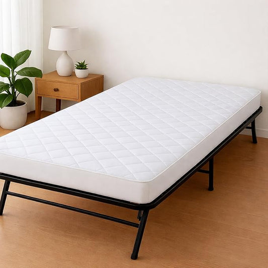 Cottington Lane 400 GSM Cot 30 x 75 Size Waterproof Quilted Mattress Pad Protector, Soft Microfiber Mattress Topper Cover with TPU Backing, Deep Pocket Fits up to 21 Inch Mattresses, White