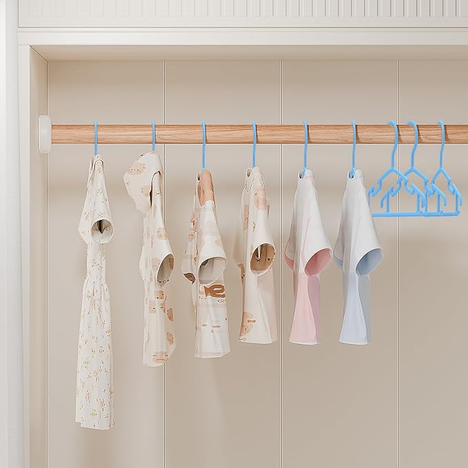 VILICK Kids Plastic Hangers, Baby Clothes Hangers for Closet 50 Packs Non-Slip Toddler Hanger for Infant Child Clothing, Small Children Hangers for Pants Coats Skirts (Blue) - Image 7