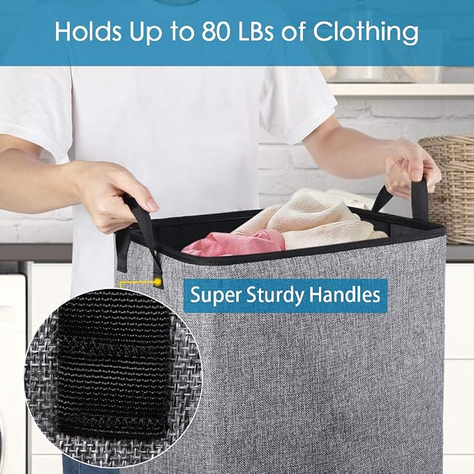 SNIGJAT Clothes Laundry Hamper for Bedroom, Lightweight Dirty Clothes College Hamper Collapsible for Small Space, Sturdy Laundry Basket with Handles for Bathroom Closet, 70 L - Image 4