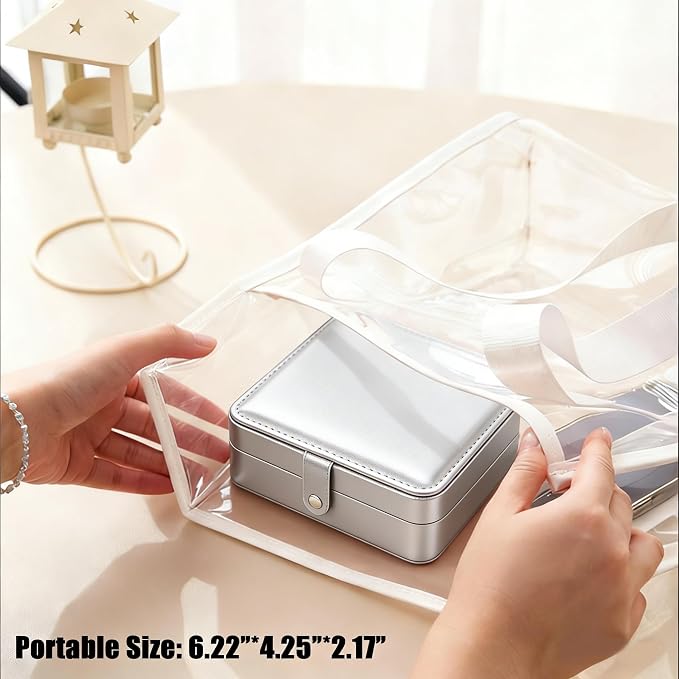 QBestry All-in-One Travel Jewelry Organizer for Women Silver | Small Jewelry Box with 68 Earring Holes | Compact Portable Jewelry Case for Earrings, Rings, Necklaces | Perfect Gifts for Mom Wife Girls - Image 8