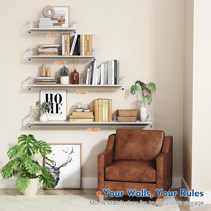 Harwaya White Wall Bookshelf for Kids Room, Small Floating Book Shelf for Teen Girls Boys Bedroom, 8 Inch Deep Wall Mounted Bookshelves for Office Living Room Bathroom Decor (3-Pack) - Image 5