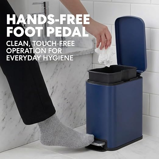 SIMPLI-Magic 6L/1.6G Stainless Steel Bathroom Trash Can with Hands-Free Foot Pedal, Quiet Soft-Close Lid, Compact Space-Saving Size - Image 3