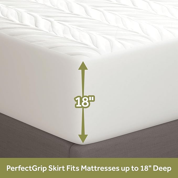 Sealy Flex Bamboo Mattress Cover Protector, Queen- PerfectGrip Stretch Sidewalls Fitted, Waterproof