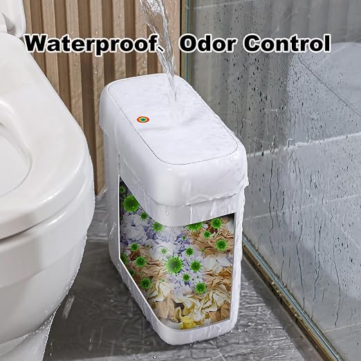 funest Bathroom Small Trash Can with Lid,10L / 2.7 Gallon Slim Garbage Bin Wastebasket with Press Top Lid for Bedroom,Rv,Office,Kitchen,Craft Room (Pack of 2) - Image 5
