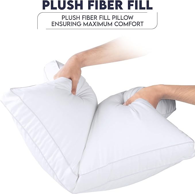 Utopia Bedding Bed Pillows for Sleeping Standard Size (White), Set of 2, Soft & Fluffy Pillow with Down Alternative Filling, Cooling, Hotel Quality, Gusseted Pillow for Back, Stomach or Side Sleepers