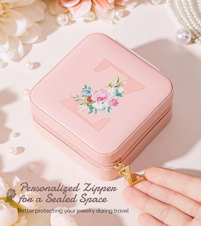 Enthralite Travel Jewelry Box for Girls: Traveling Jewelry Case Gift for Women - Mini Organizer for Necklaces Earrings Pink Z - Image 5
